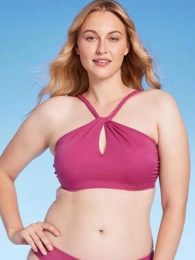 Women's Shade & Shore High Neck
Braided Strap Bikini Top Purple Size
38D